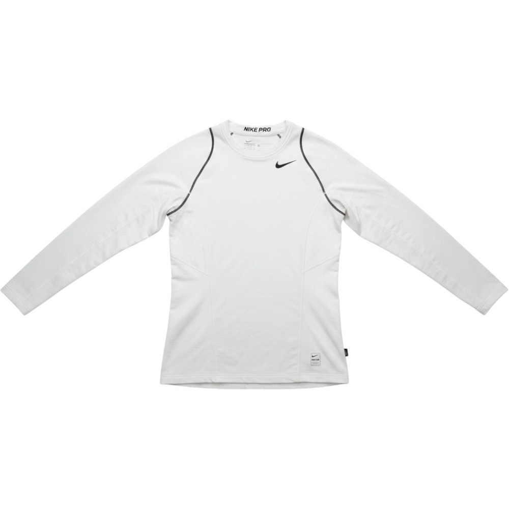 Nike Pro HyperWarm Shirt Mens Small White Long Sleeve Fitted Compression Top